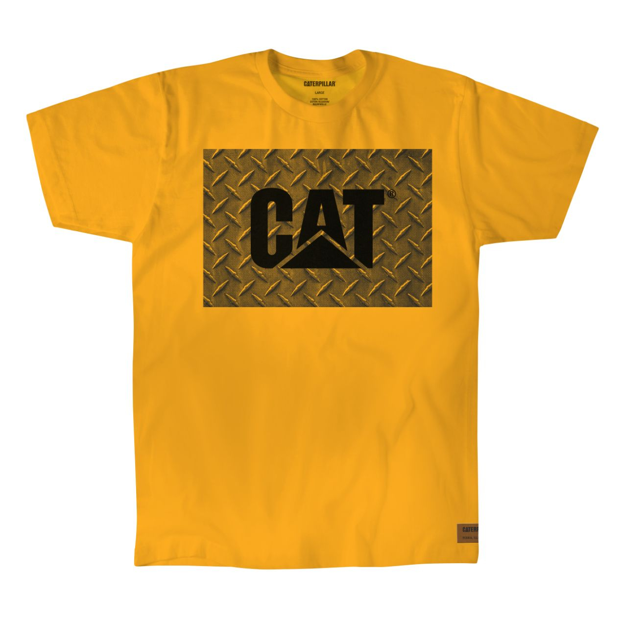 Caterpillar Clothing Pakistan - Caterpillar Work Diamond Plate Mens T-Shirts Yellow (684372-YHQ)